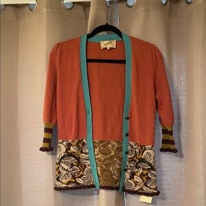 Anthropologie Multicolor Patterned Cardigan with purse pockets